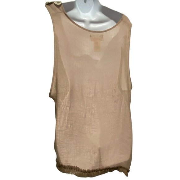 LADY NOIZ Top Women M Ruffle Sleeveless Asymetrical Peasant Gauze Flower - Picture 4 of 12